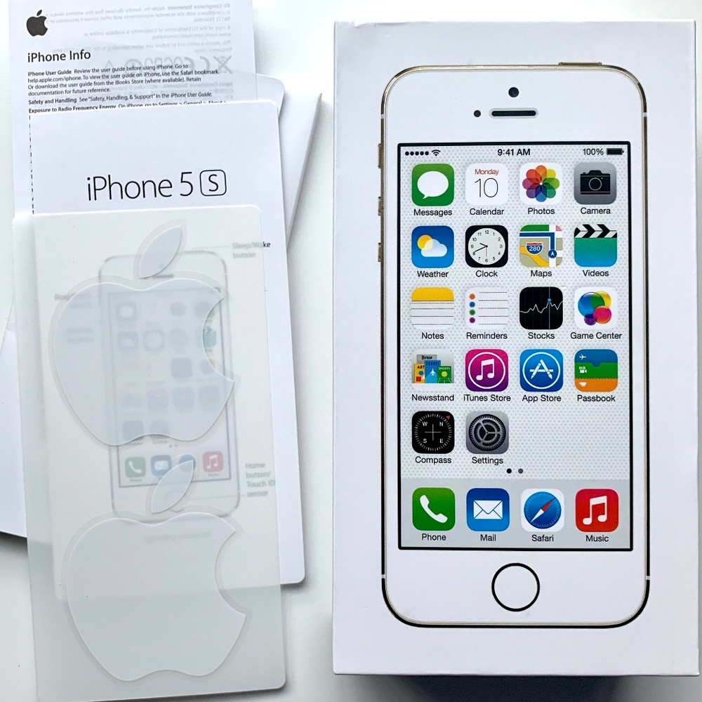 Apple iPhone 5S 16GB GOLD ME352LL/A Box Only W/ Manual & Stickers Mint!
